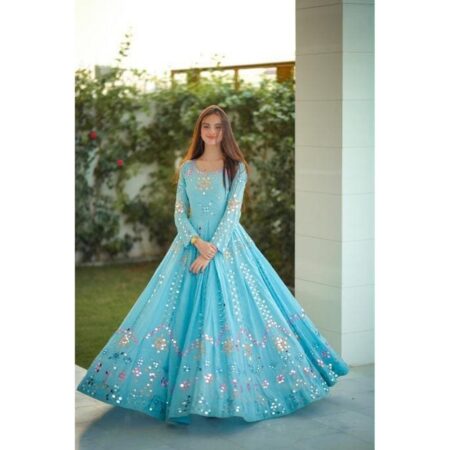 Sky Blue Gown dress | Party wear gown, Gown party wear, Gowns